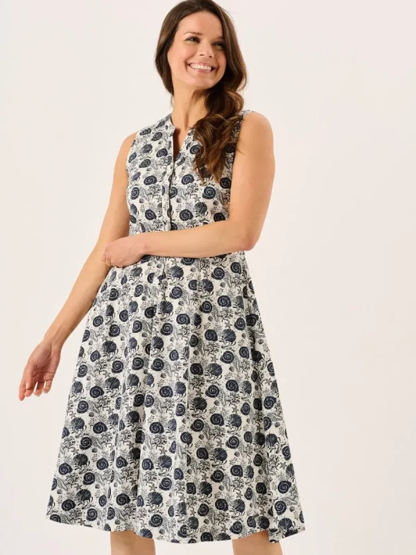 Quba & Co Navy Nautical Print Sleeveless Midi Dress - Tabitha Clearance