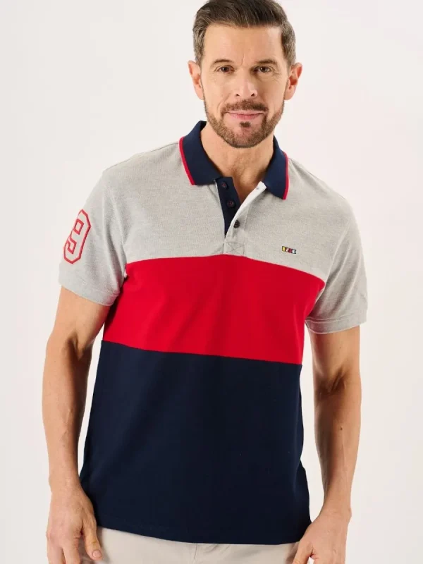 Quba & Co Navy Red And Grey X-Series Colour Block Polo - Wheldon Discount