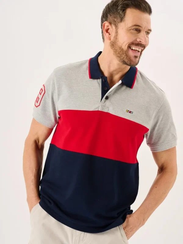 Quba & Co Navy Red And Grey X-Series Colour Block Polo - Wheldon Discount