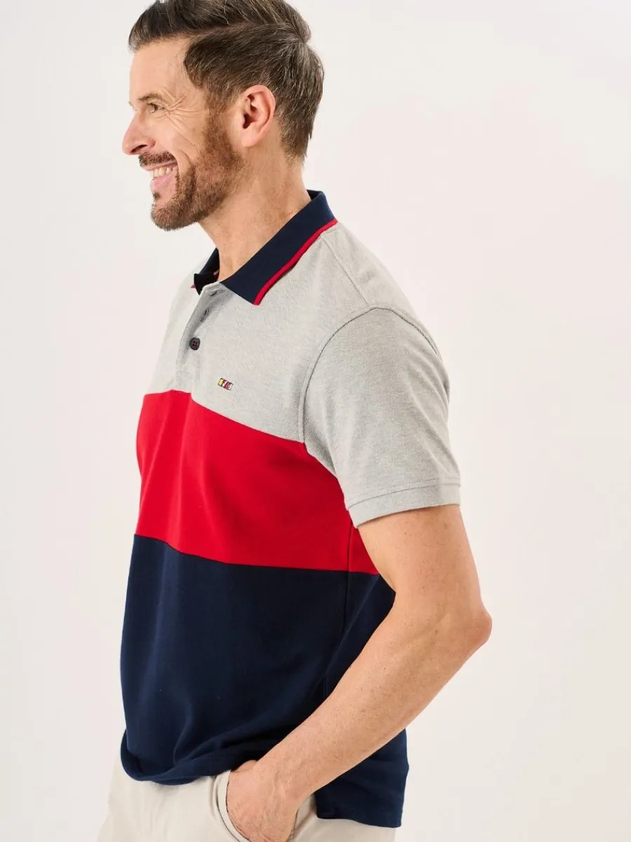 navy_red_and_grey_xseries_3.webp Quba & Co Navy Red And Grey X-Series Colour Block Polo - Wheldon Discount