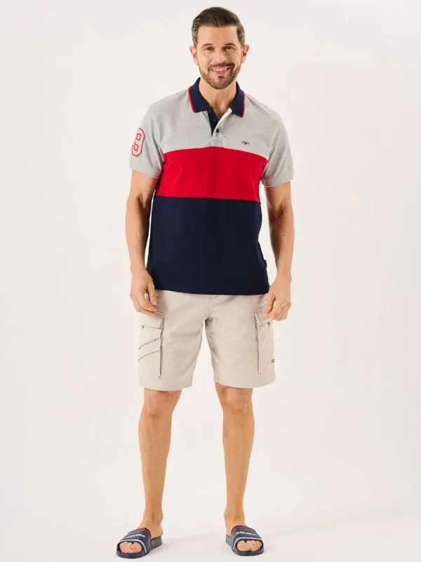 Quba & Co Navy Red And Grey X-Series Colour Block Polo - Wheldon Discount