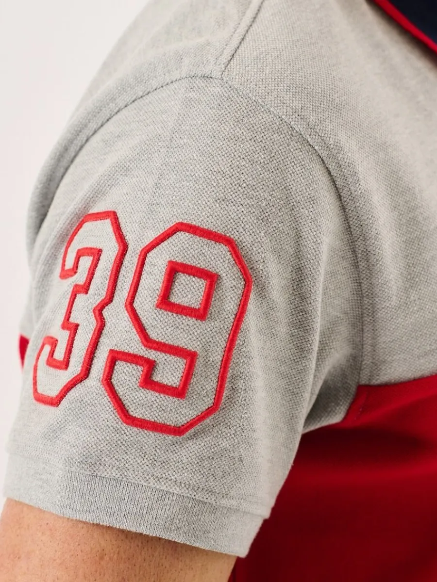 navy_red_and_grey_xseries_8.webp Quba & Co Navy Red And Grey X-Series Colour Block Polo - Wheldon Discount