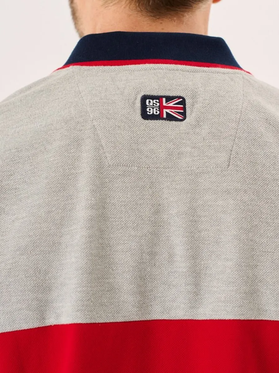 navy_red_and_grey_xseries_9.webp Quba & Co Navy Red And Grey X-Series Colour Block Polo - Wheldon Discount