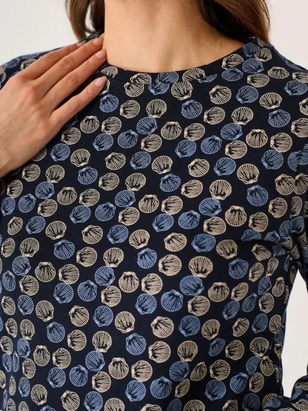 Quba & Co Navy Shell Print Jersey Dress - Lyra Fashion