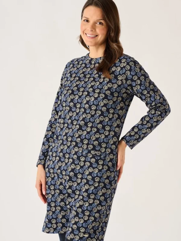 Quba & Co Navy Shell Print Jersey Dress - Lyra Fashion