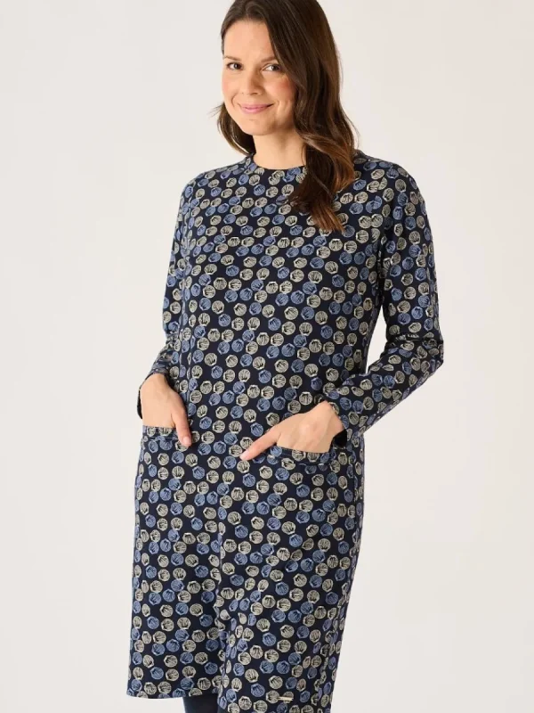 Quba & Co Navy Shell Print Jersey Dress - Lyra Fashion