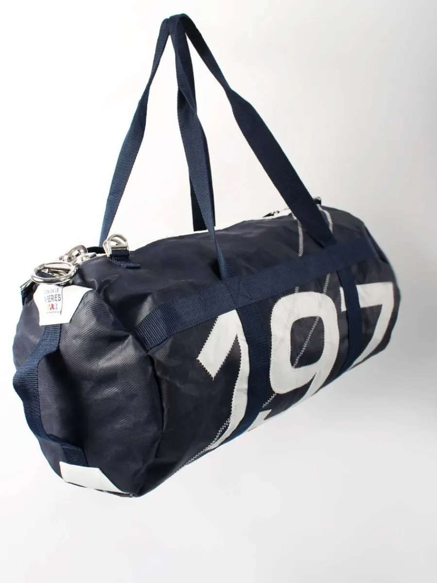 navy_small_barrel_bag__he_1.webp Quba & Co Navy Small Barrel Bag - Heron Outlet