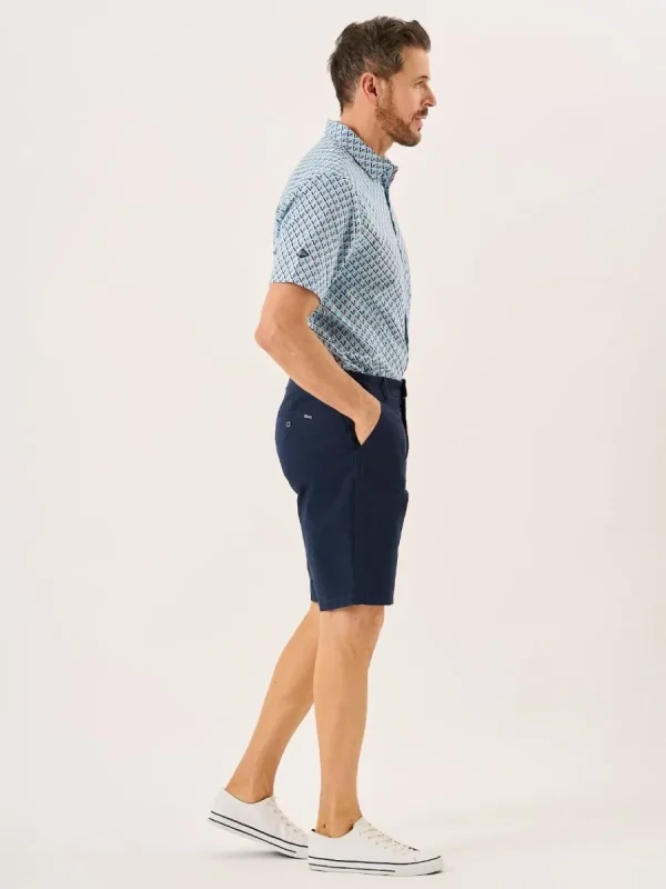 Quba & Co Navy Stretch Chino Shorts - Sandor New