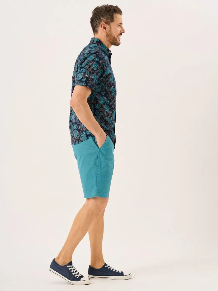 navy_turtle_design_short__7.webp Quba & Co Navy Turtle Design Short Sleeve Slub Shirt - Tenby Outlet
