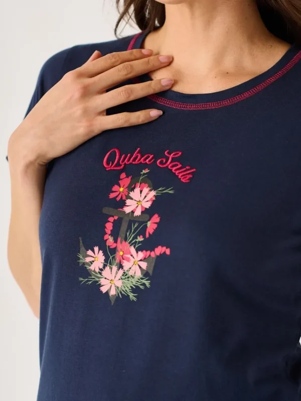 Quba & Co Navy X-Series Floral Graphic T-Shirt - Marlie Online