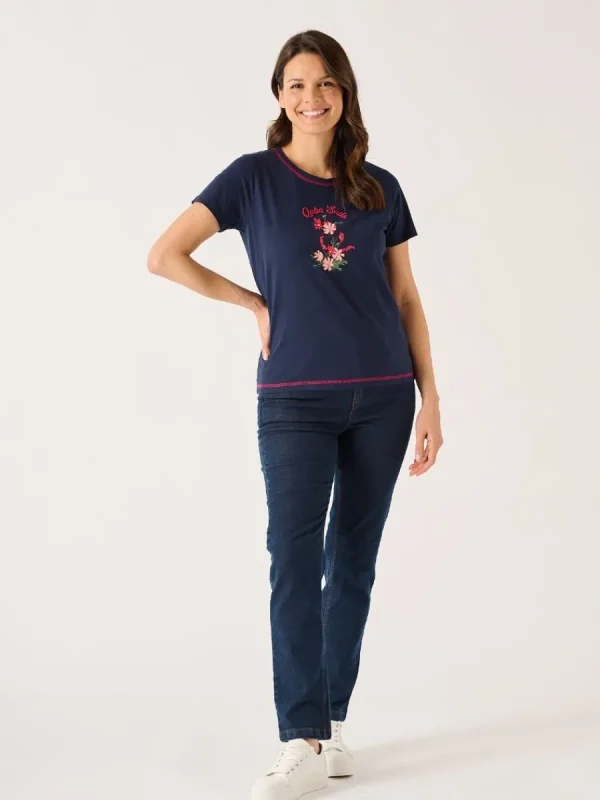 Quba & Co Navy X-Series Floral Graphic T-Shirt - Marlie Online