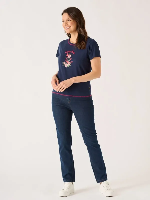 Quba & Co Navy X-Series Floral Graphic T-Shirt - Marlie Online