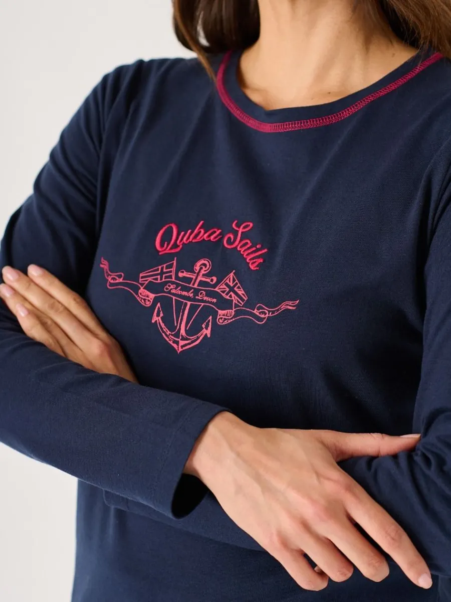 navy_xseries_long_sleeve__1.webp Quba & Co Navy X-Series Long Sleeve Graphic Nautical Design T-Shirt - Marsha Best