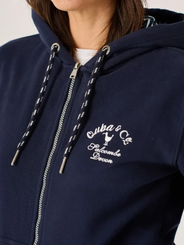 Quba & Co Nessie Zip Through Hoodie in Navy Sale
