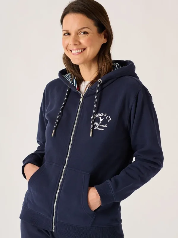 Quba & Co Nessie Zip Through Hoodie in Navy Sale
