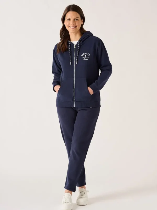 Quba & Co Nessie Zip Through Hoodie in Navy Sale