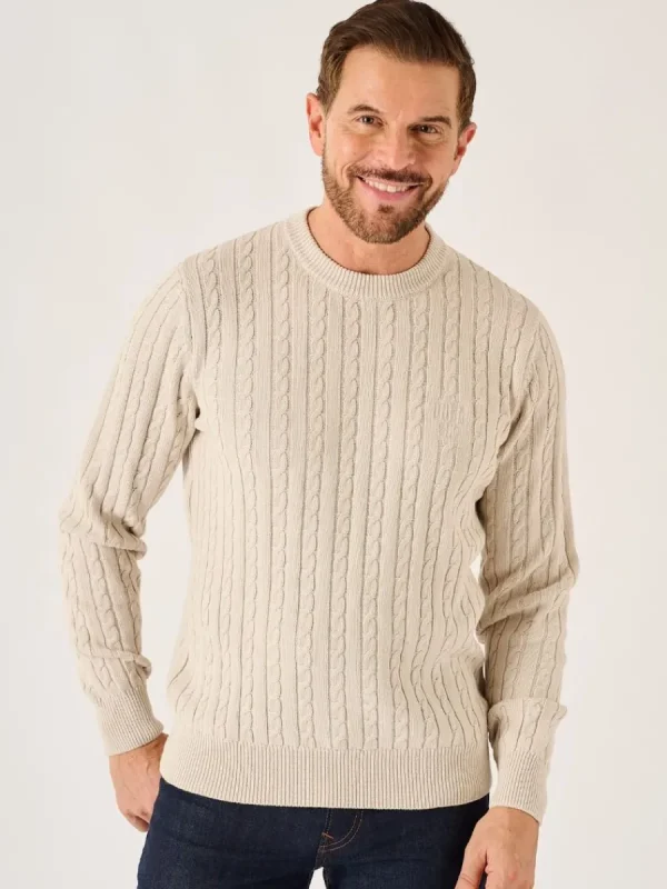 Quba & Co Oatmeal Lifestyle Cable Knitted Jumper - Mondell Clearance