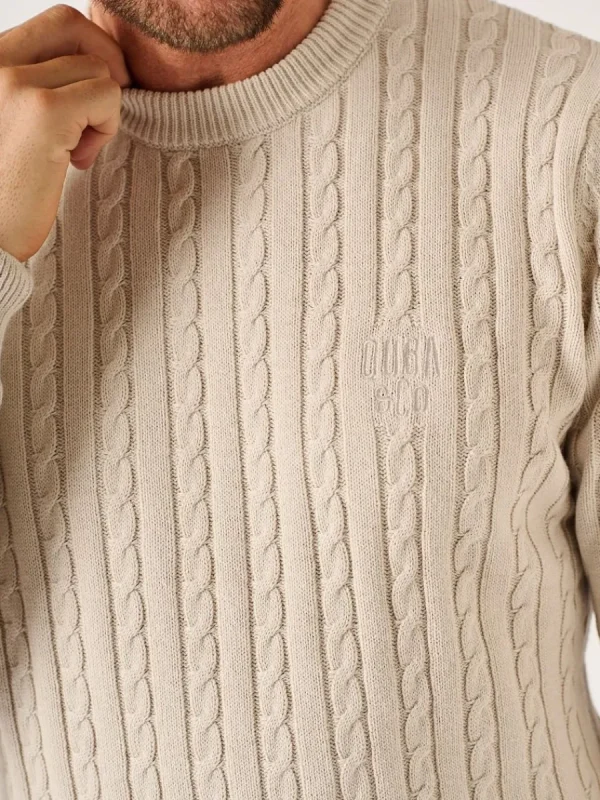 Quba & Co Oatmeal Lifestyle Cable Knitted Jumper - Mondell Clearance