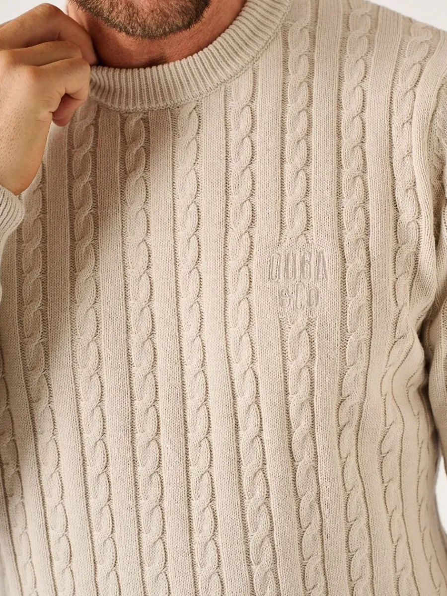 oatmeal_lifestyle_cable_k_1.webp Quba & Co Oatmeal Lifestyle Cable Knitted Jumper - Mondell Clearance