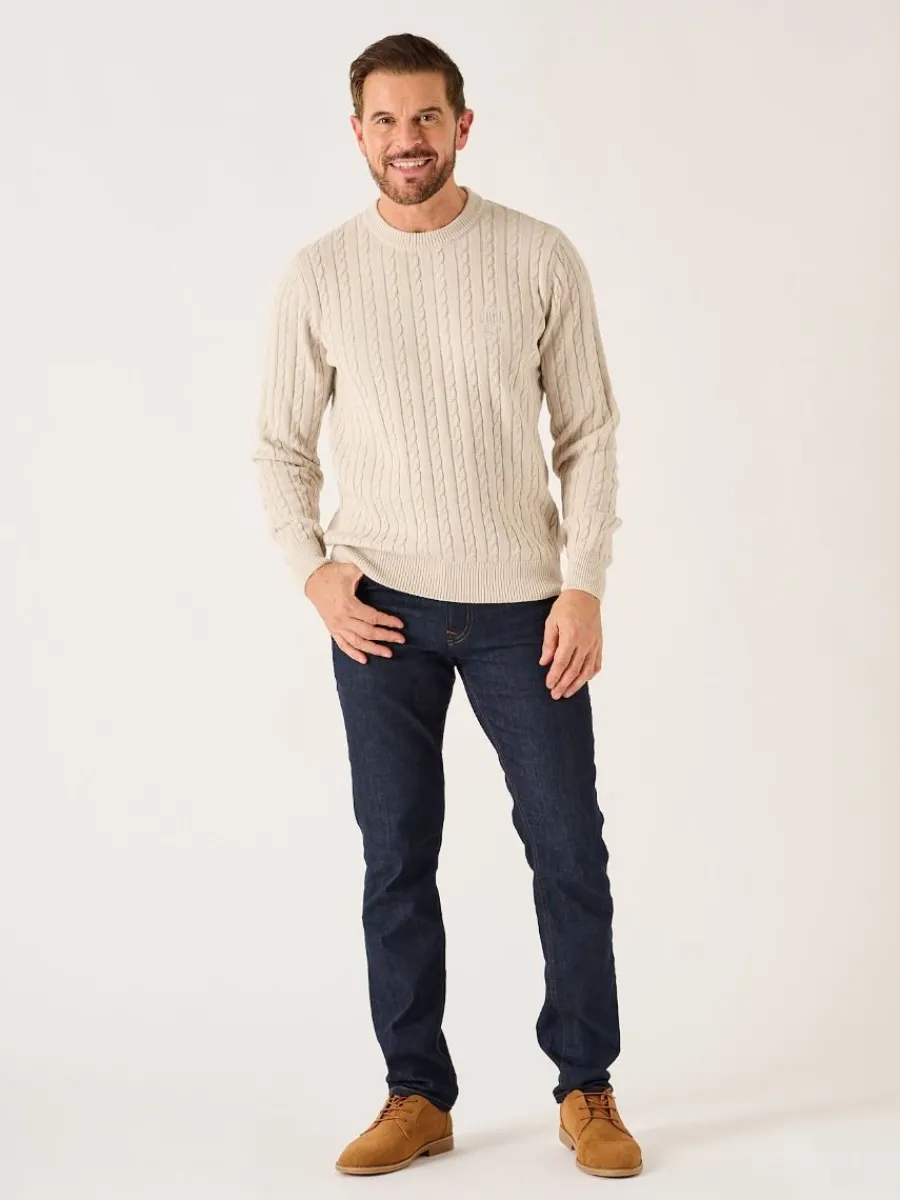oatmeal_lifestyle_cable_k_3.webp Quba & Co Oatmeal Lifestyle Cable Knitted Jumper - Mondell Clearance