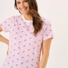 Quba & Co Pink And White Dolphin Print Striped T-Shirt - Dora Fashion