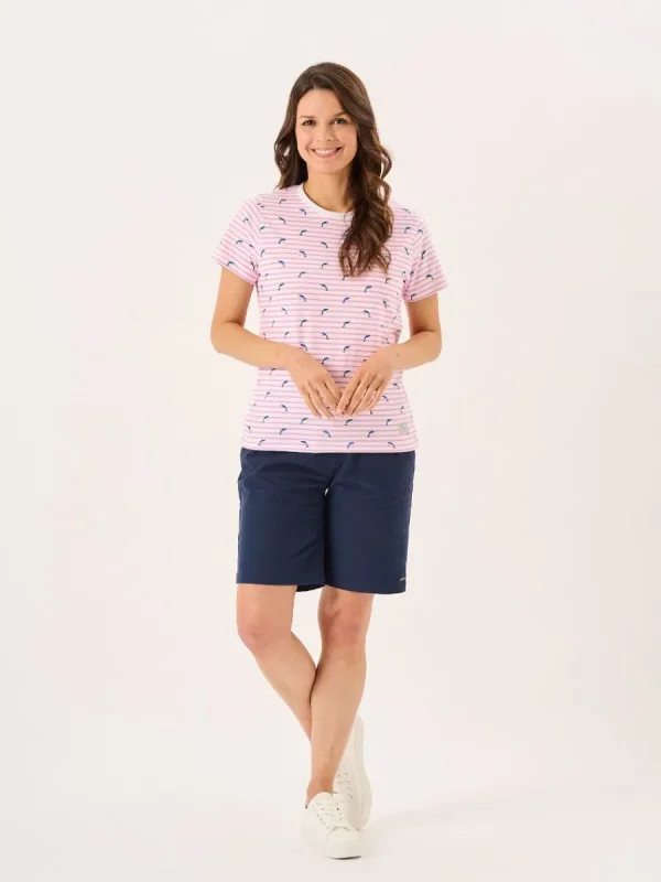 Quba & Co Pink And White Dolphin Print Striped T-Shirt - Dora Fashion