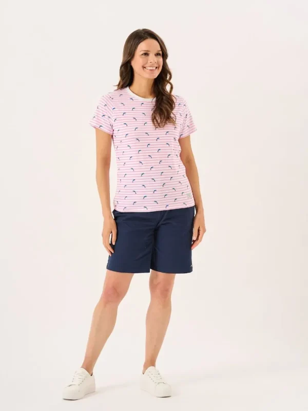 Quba & Co Pink And White Dolphin Print Striped T-Shirt - Dora Fashion