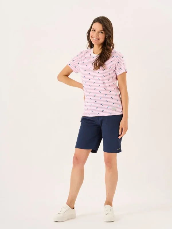 Quba & Co Pink And White Dolphin Print Striped T-Shirt - Dora Fashion