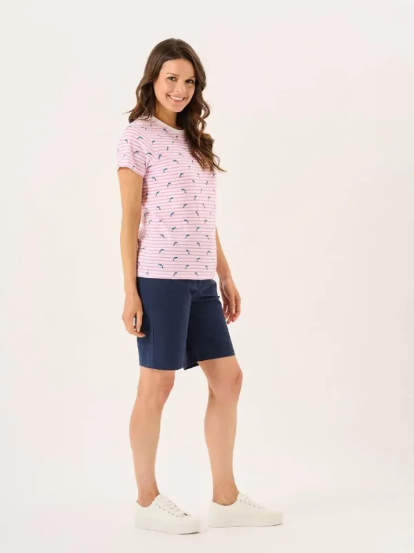Quba & Co Pink And White Dolphin Print Striped T-Shirt - Dora Fashion
