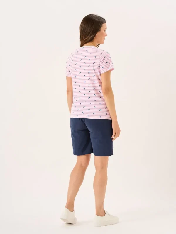 Quba & Co Pink And White Dolphin Print Striped T-Shirt - Dora Fashion