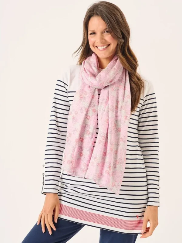 Quba & Co Pink And White Flower Pattern Viscose Scarf - Symone Discount