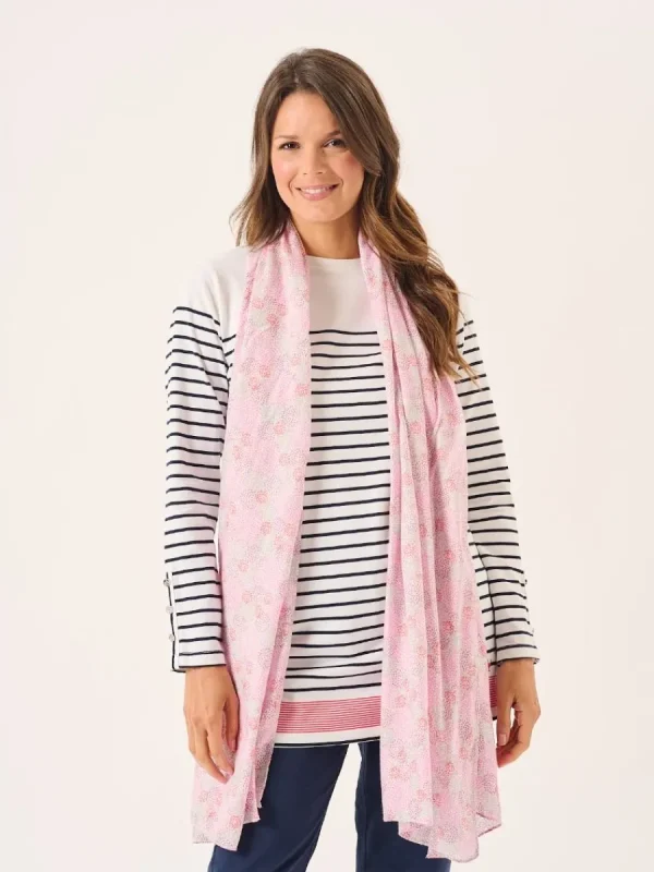 Quba & Co Pink And White Flower Pattern Viscose Scarf - Symone Discount
