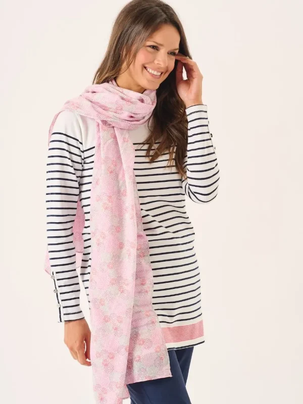 Quba & Co Pink And White Flower Pattern Viscose Scarf - Symone Discount