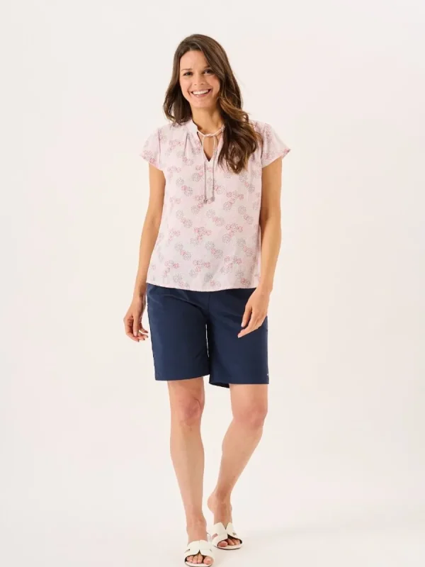 Quba & Co Pink And White Spotted Tie Neck Short Sleeve Top - Cammy Best