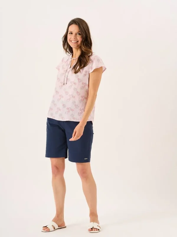 Quba & Co Pink And White Spotted Tie Neck Short Sleeve Top - Cammy Best