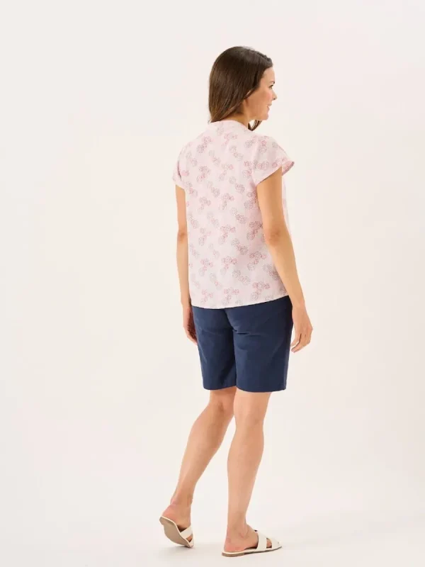 Quba & Co Pink And White Spotted Tie Neck Short Sleeve Top - Cammy Best