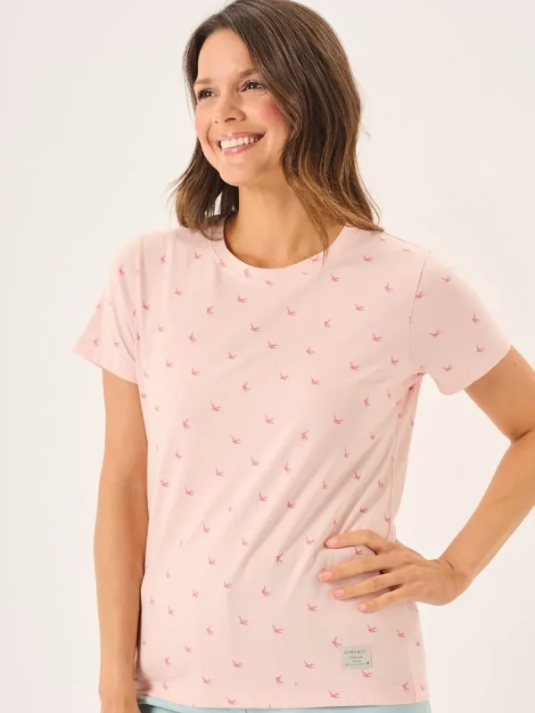 Quba & Co Pink Bird Print T-Shirt - Geena Sale