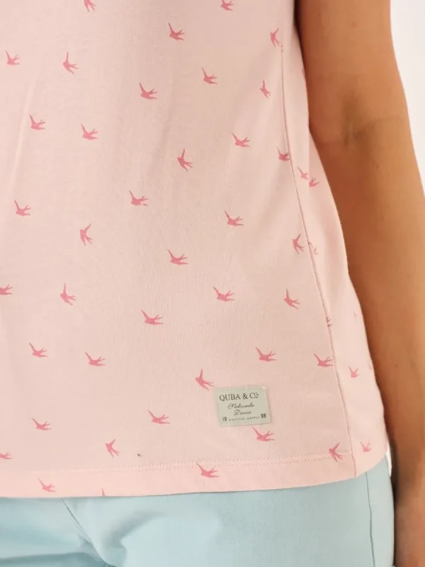 Quba & Co Pink Bird Print T-Shirt - Geena Sale