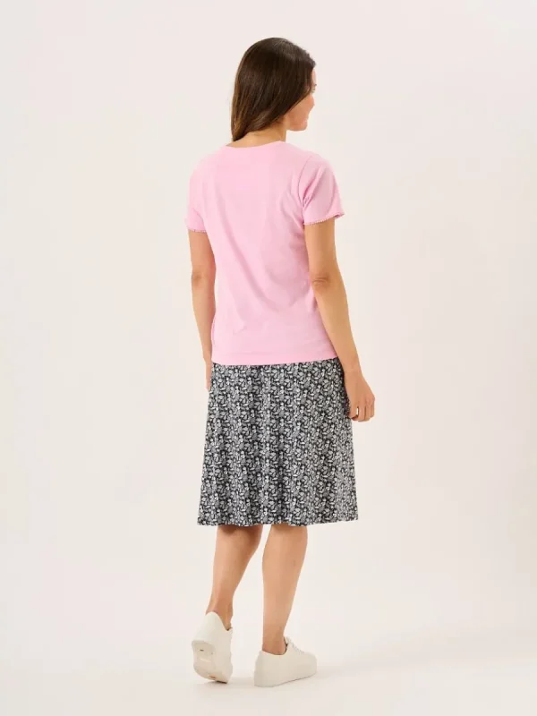 Quba & Co Pink Short Sleeve Dobby Lace Trim T-Shirt - Nola New