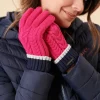 Quba & Co Pink Striped Cable Knit Gloves Sale