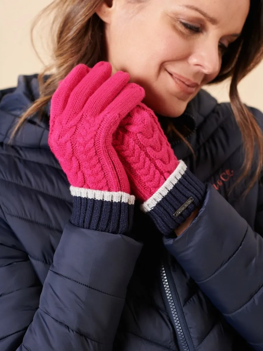 pink_striped_cable_knit_g_0.webp Quba & Co Pink Striped Cable Knit Gloves Sale