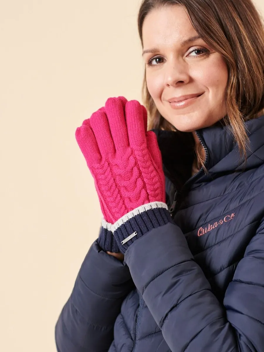 pink_striped_cable_knit_g_1.webp Quba & Co Pink Striped Cable Knit Gloves Sale