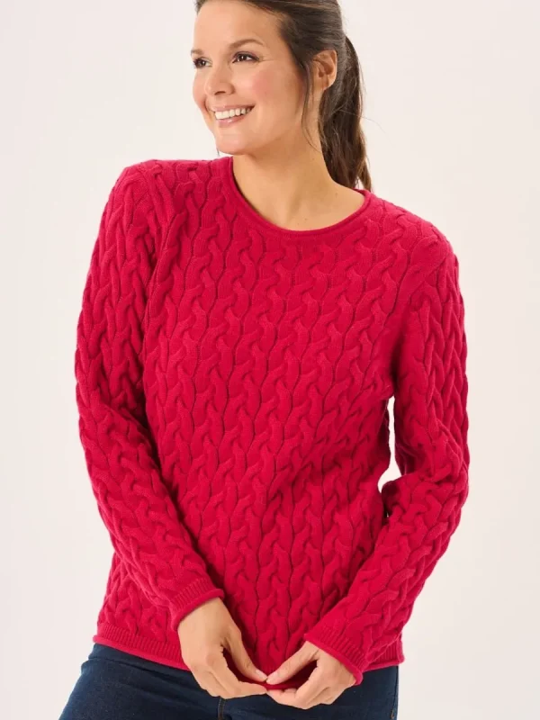 Quba & Co Pomegranate Cotton Cable Knitted Jumper - Clare Fashion
