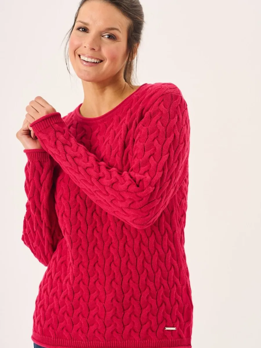 pomegranate_cotton_cable__2.webp Quba & Co Pomegranate Cotton Cable Knitted Jumper - Clare Fashion
