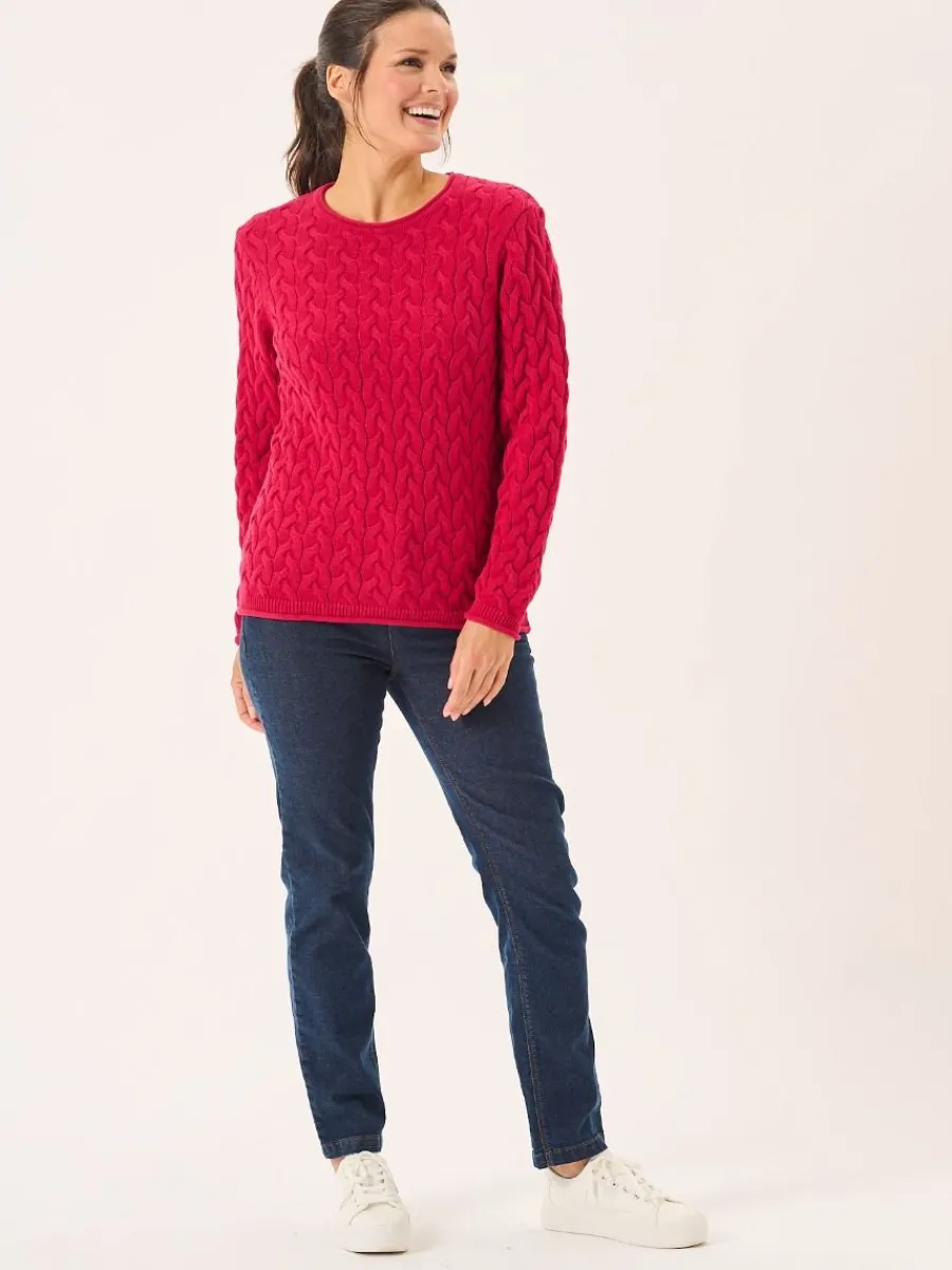 pomegranate_cotton_cable__4.webp Quba & Co Pomegranate Cotton Cable Knitted Jumper - Clare Fashion