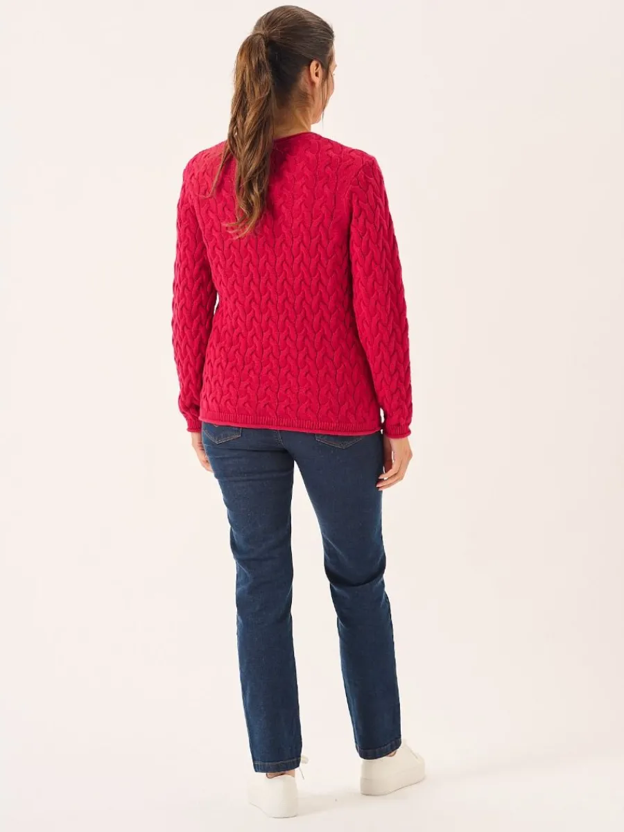 pomegranate_cotton_cable__5.webp Quba & Co Pomegranate Cotton Cable Knitted Jumper - Clare Fashion