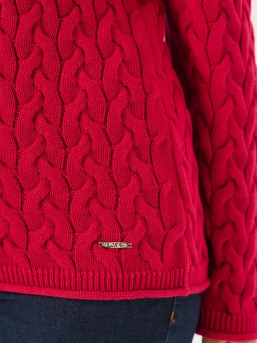 pomegranate_cotton_cable__6.webp Quba & Co Pomegranate Cotton Cable Knitted Jumper - Clare Fashion