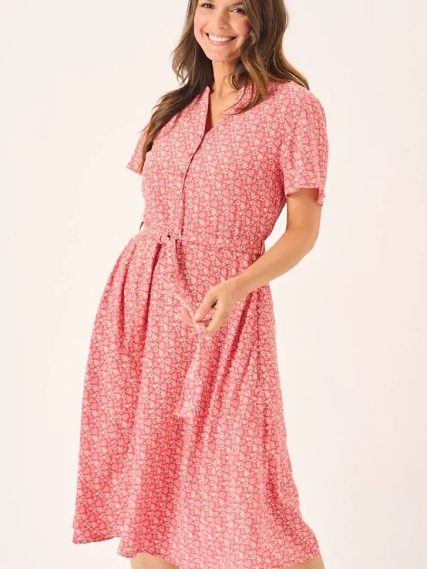 Quba & Co Red & White Nautical Print Fit And Flare Dress - Norah Discount