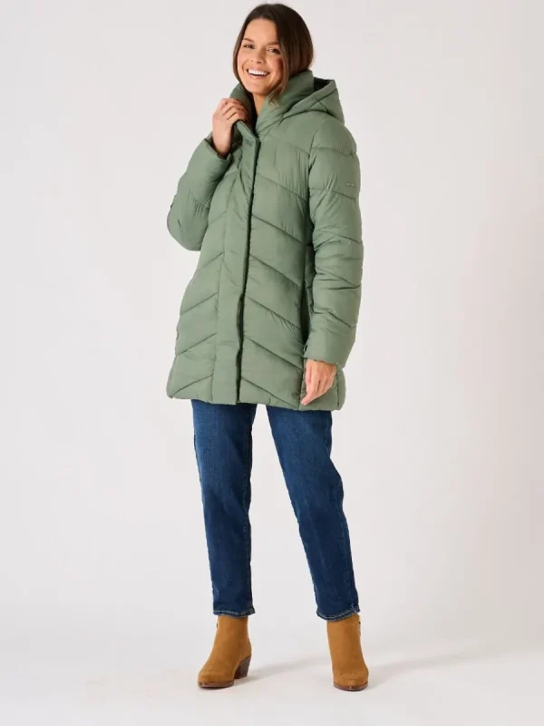 Quba & Co Sage Green Hooded Padded Coat - Plover Hot