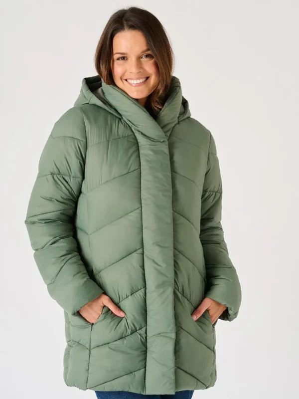 Quba & Co Sage Green Hooded Padded Coat - Plover Hot